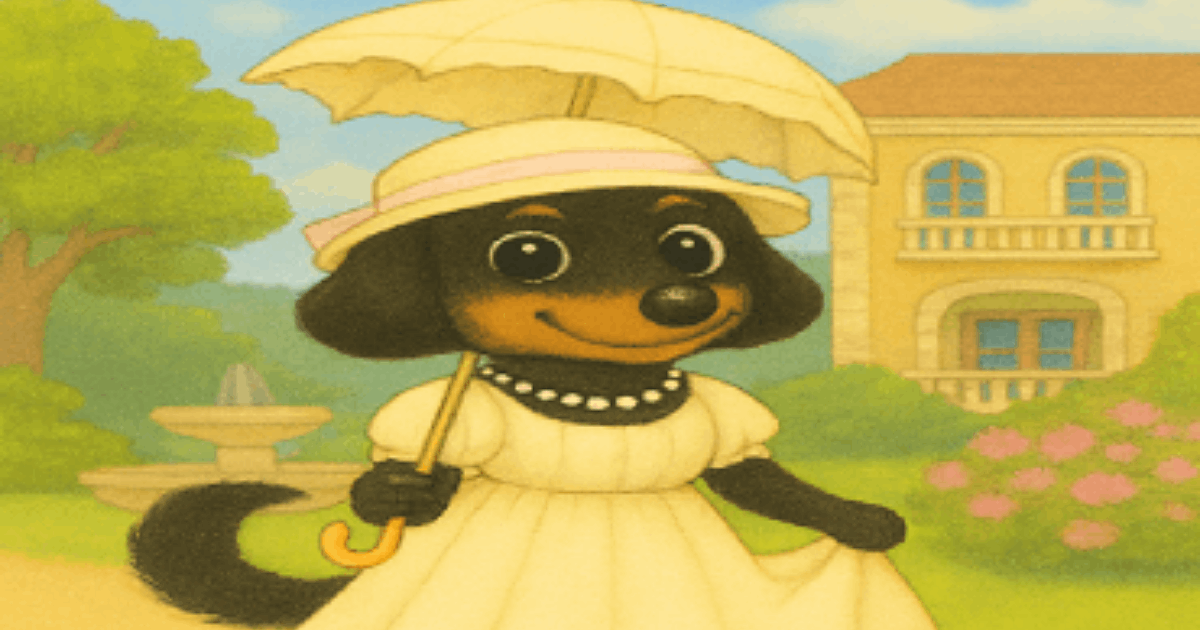 「マダム・ダックスフンドのLINEスタンプ『Elegantシリーズ』のイラスト」